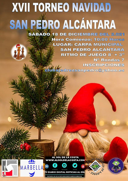 El próximo sábado 18 de diciembre se celebrará el XVII Torneo de Navidad de Ajedrez