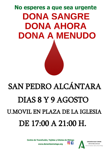 Nuevas jornadas para la donación de sangre en San Pedro Alcántara